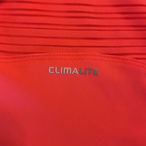 ADIDAS women’s CLIMALITE Neon pink orange stretch work out performance top SM - Picture 7 of 10